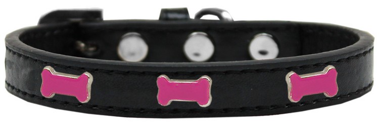 Pink Bone Widget Dog Collar Black Size 14